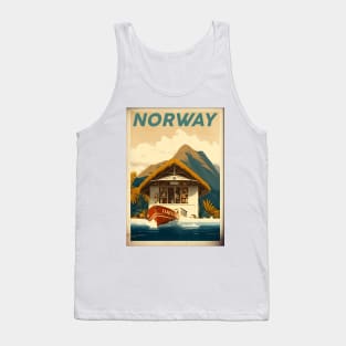 Norway Coastline Vintage Travel Art Poster Tank Top